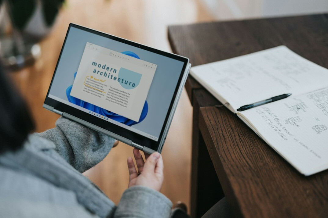 person using digital tablet for files