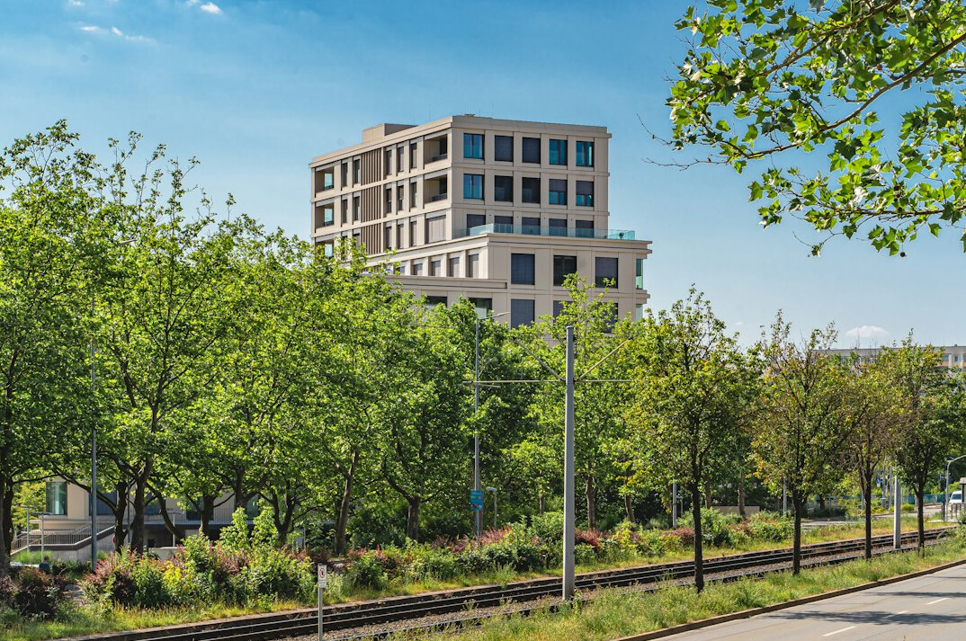 green office building