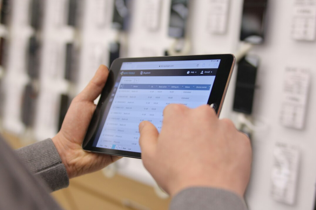 person using digital tablet for files